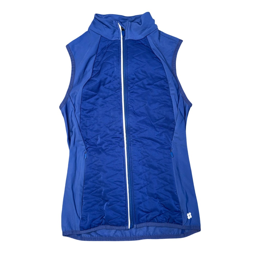 Sweaty‎ Betty Quilted Running Vest Womens XS Blue Excellent Full Zip Puffer Vest